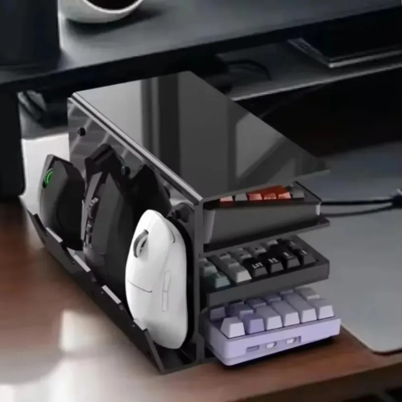 Office Technologies - Stojak na klawiaturę, 3-poziomowy, akrylowy, przezroczysty